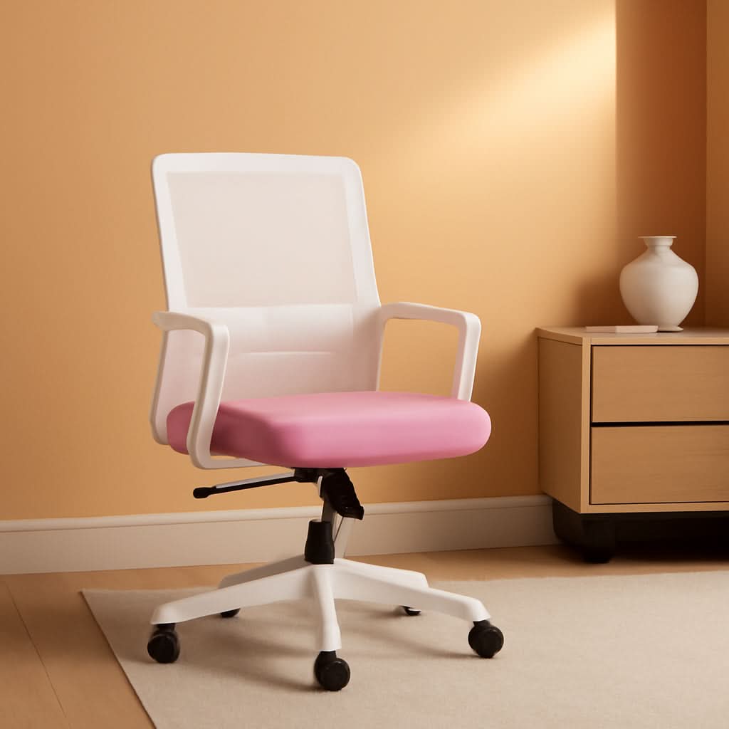 Pink Home Office Swivel Chair With Adjustable Height