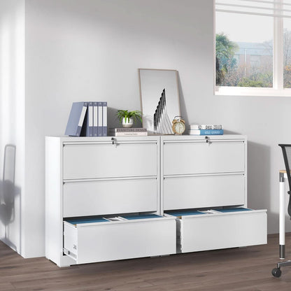 Lateral File Cabinet With 3 Drawers Metal Home Office