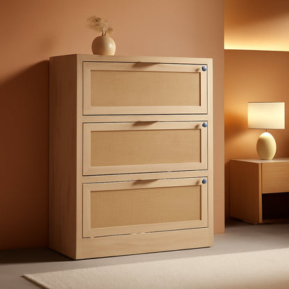 Extra Large 3 Drawer Genuine Rattan Home Storage Cabinet