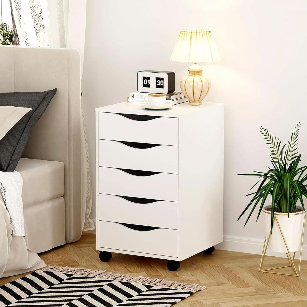 5 Drawer File Cabinet White For Home Office Organization