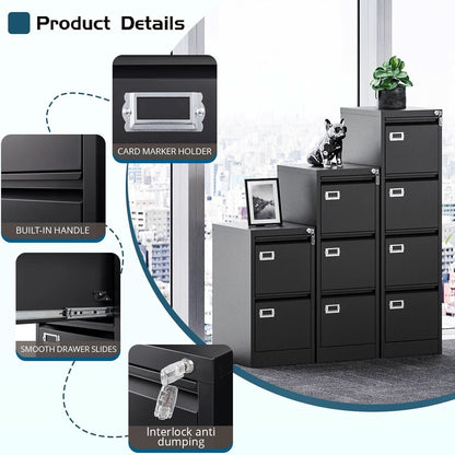 Four Drawer Filing Cabinet With Lock For Home Office