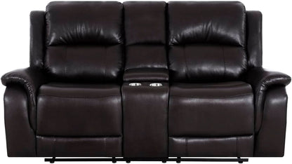 Oversized Espresso Leather Recliner Loveseat For Home Theater