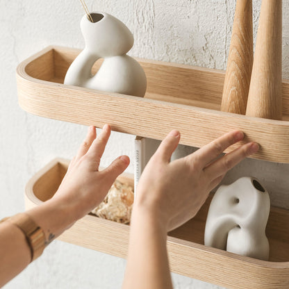 Set of Floating Wall Shelves, Oak Minimalist Ledge Shelf for Home
